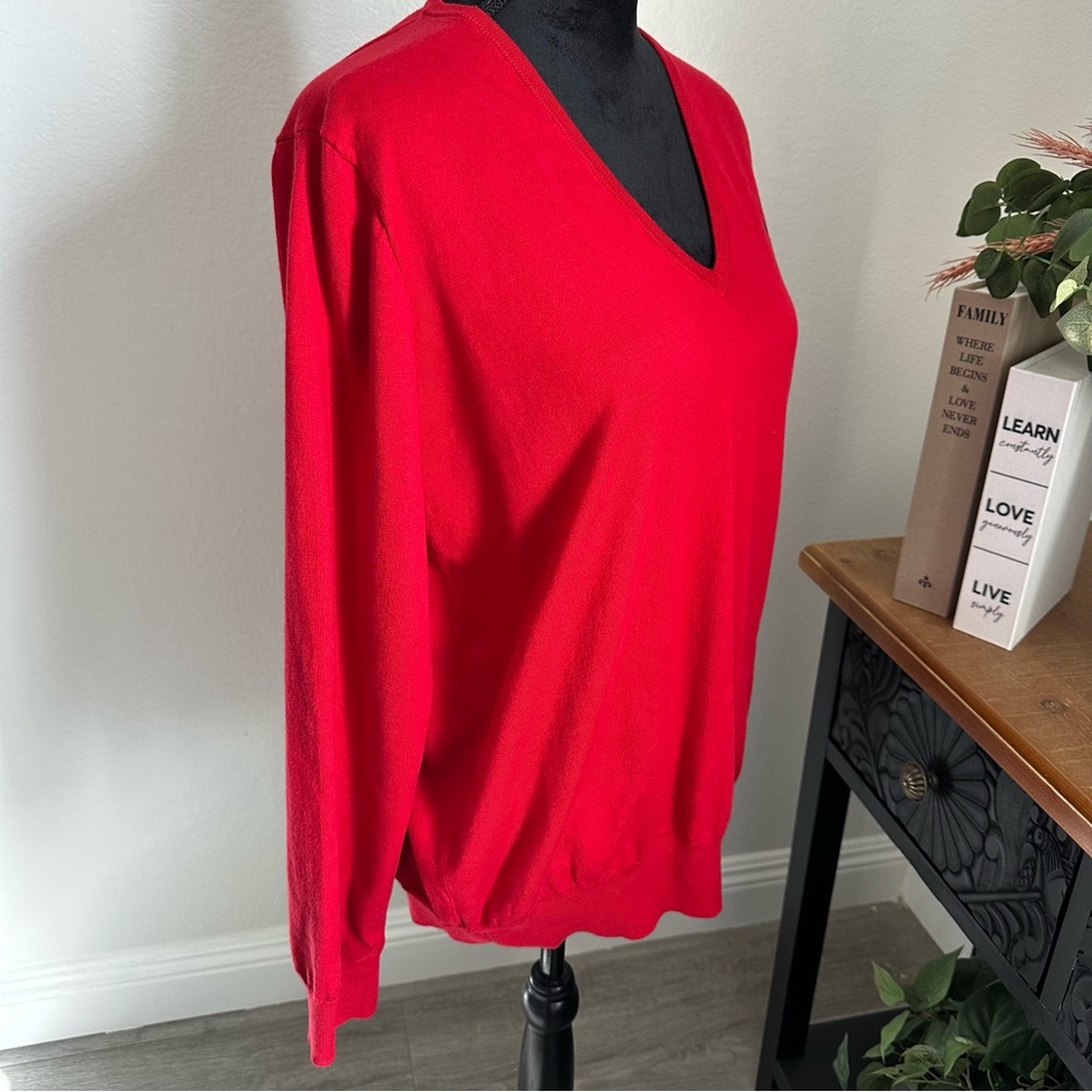 Ralph Lauren Men's, Unisex V-Neck Long Sleeves Shirt in Bold Red Size XL - Picture 3 of 8